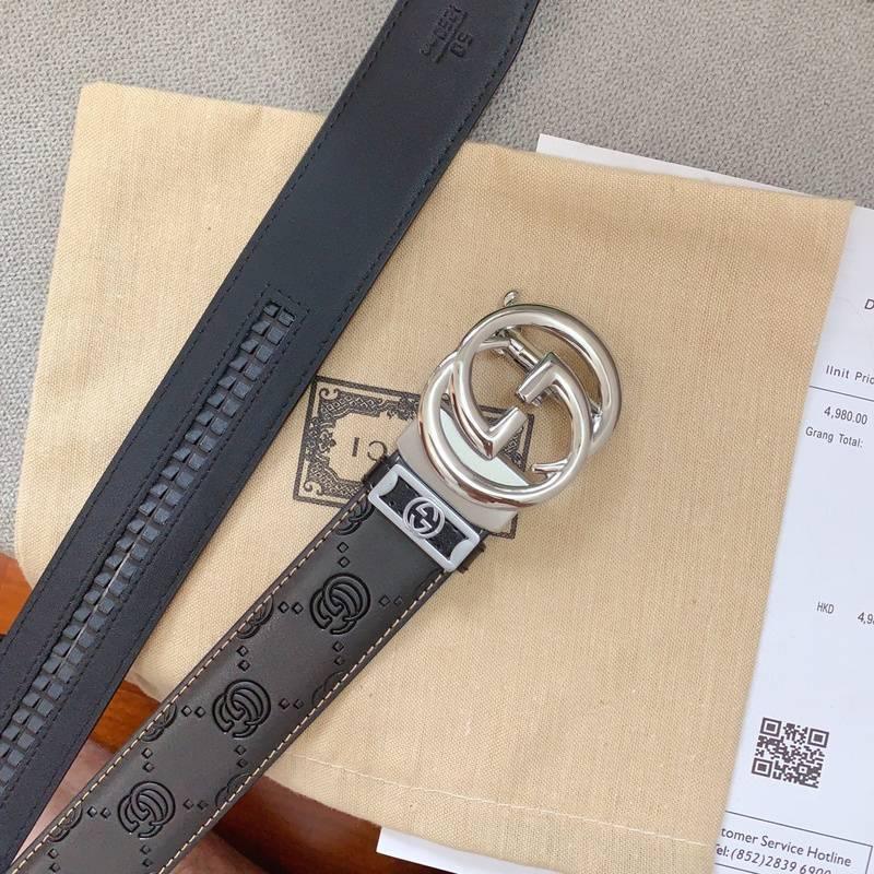 GUCCI Embellished coated-canvas and leather belt 'Black'