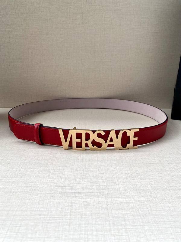 Versace Women's Leather Logo Decorated Buckle Belt