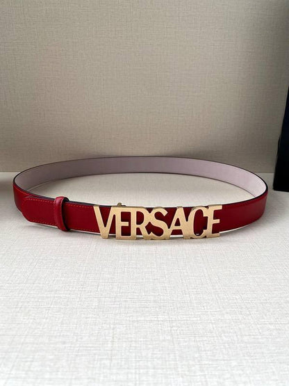 Versace Women's Leather Logo Decorated Buckle Belt