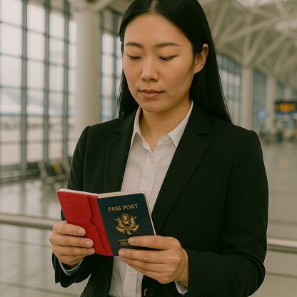 Leather Passport Holder - Red - Milan