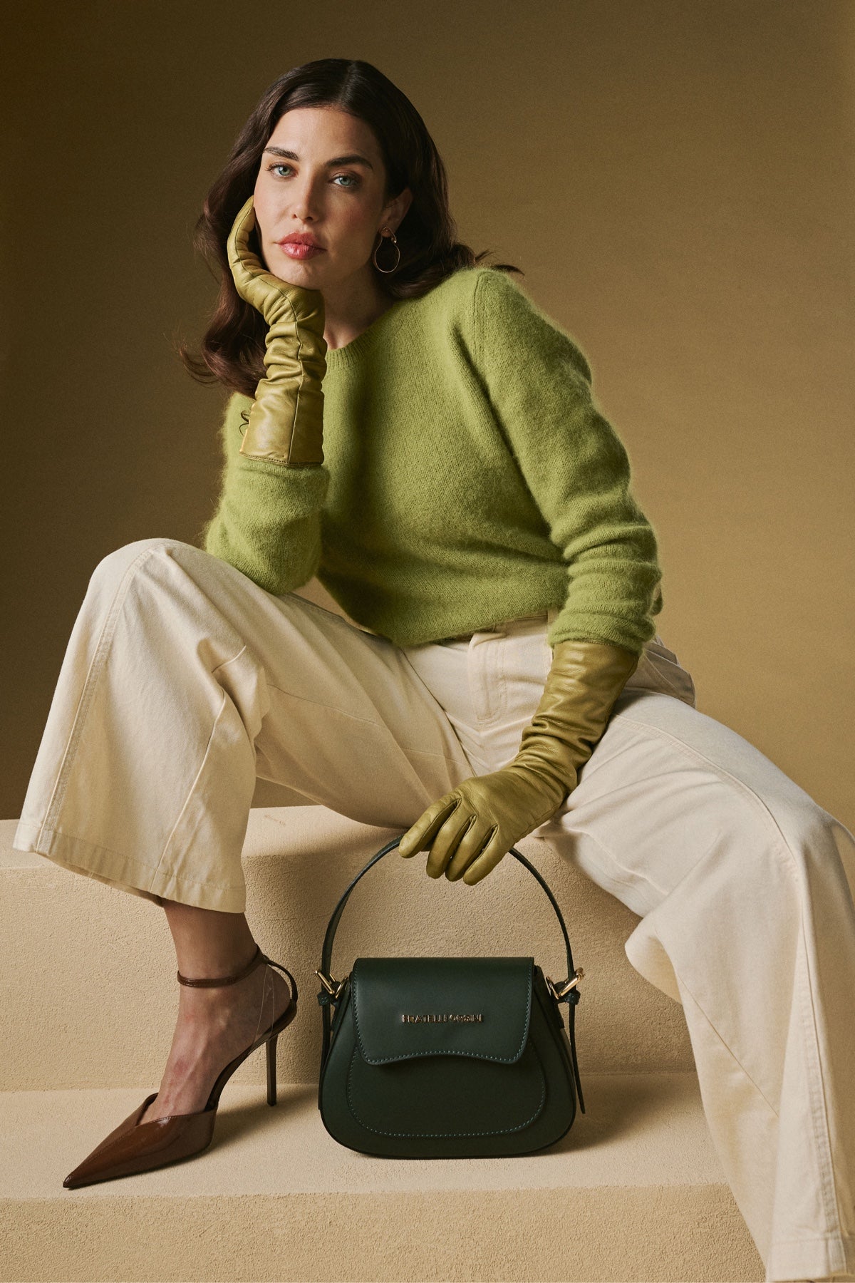 Ottavia (green) - Italian calf leather women's crossbody bag (with shoulder strap) — photo 7 of 10