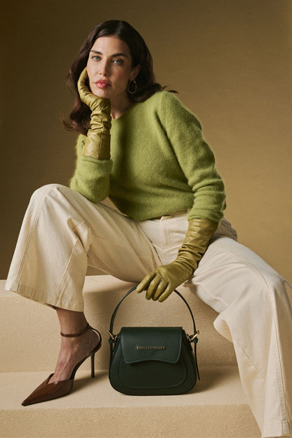Ottavia (green) - Italian calf leather women's crossbody bag (with shoulder strap) — photo 7 of 10