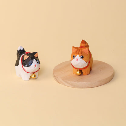 Hand-Carved Wooden Cats, Personalized Gift for Cat Lovers