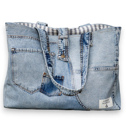 Brooklyn Heritage Tote / Recycled Denim Snow White