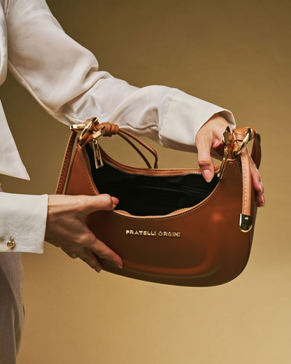 Ornella (cognac) - Italian calf leather women's crossbody bag (with shoulder strap) — photo 4 of 9
