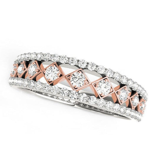 14k White And Rose Gold Diamond Band (3/8 cttw) — photo 1 of 3