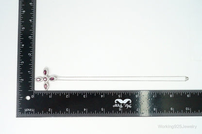 Large Rhodolite Garnet Cubic Zirconia Sterling Silver Necklace