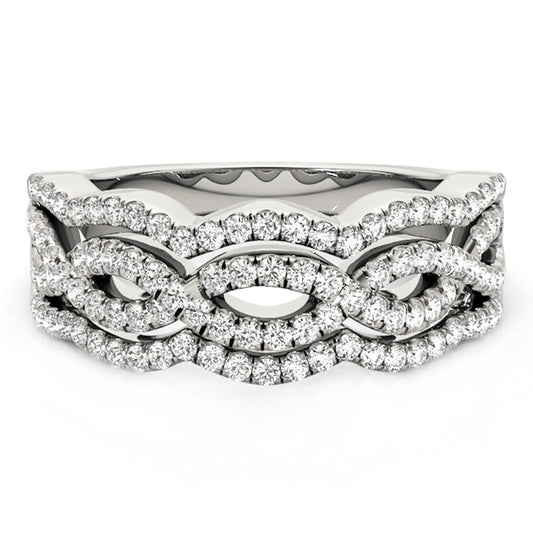 Diamond Studded Ring with Four Curves in 14k White Gold (5/8 cttw) — photo 2 of 8
