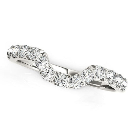 14k White Gold Curved Design Pave Diamond Wedding Ring (1/6 cttw) — photo 1 of 2