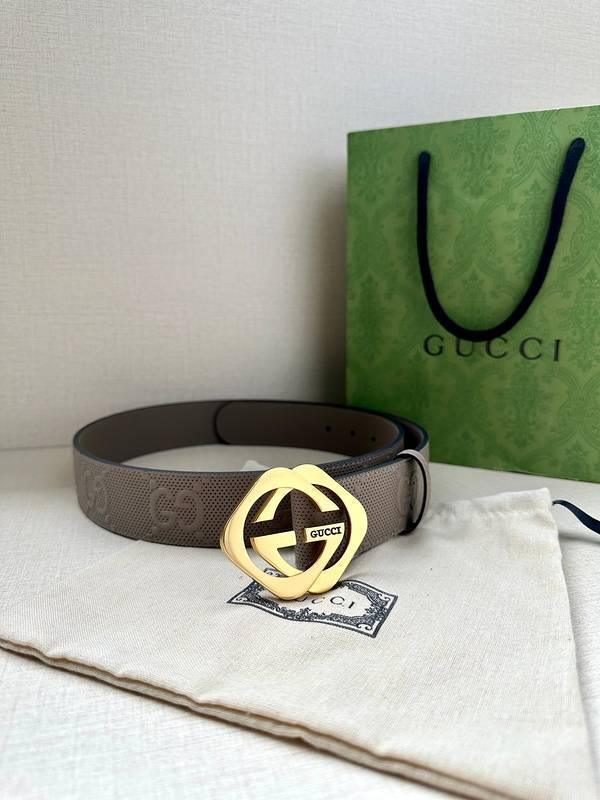 GUCCI Embellished coated-canvas and leather belt 'Dark Grey'
