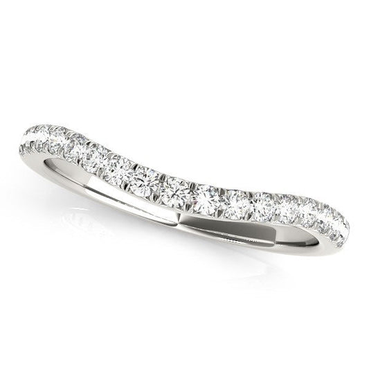 14k White Gold Pave Set Round Diamond Curved Wedding Band (1/4 cttw) — photo 1 of 2