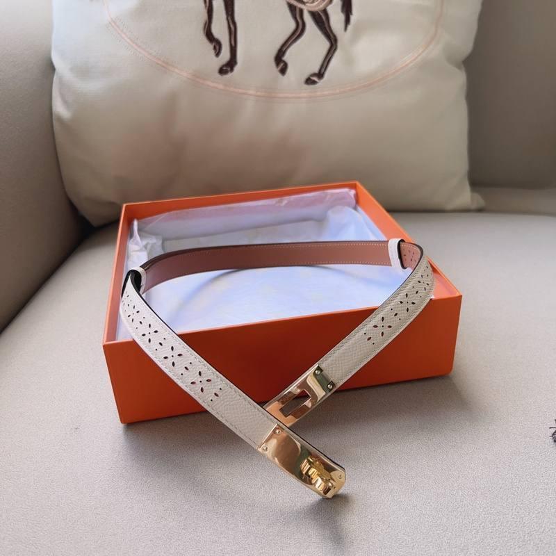 Hermes Men Gold Buckle Belt 'White'