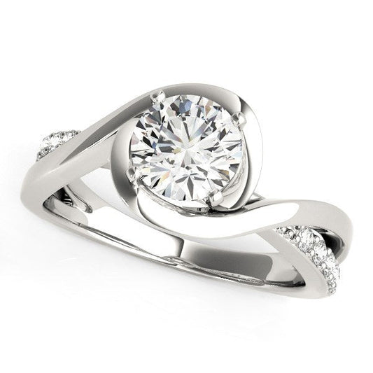 14k White Gold Split Band Round Bypass Diamond Engagement Ring (1 1/8 cttw) — photo 1 of 8