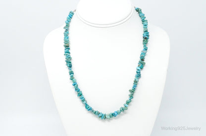 Vintage Southwestern Turquoise Beads Sterling Silver Necklace