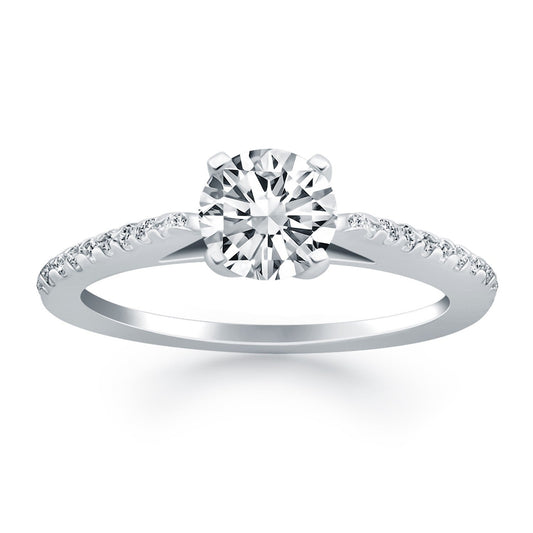 14k White Gold Micro Prong Diamond Cathedral Engagement Ring — photo 1 of 6