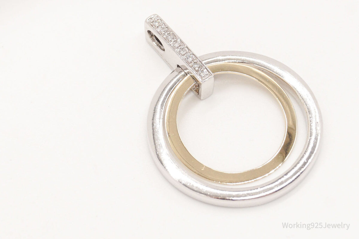 Vintage Designer Alwand Vahan 14K Gold Cubic Zirconia Sterling Silver Pendant