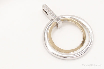 Vintage Designer Alwand Vahan 14K Gold Cubic Zirconia Sterling Silver Pendant