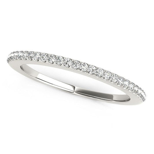14k White Gold Pave Scallop Setting Diamond Wedding Band (1/8 cttw) — photo 1 of 2