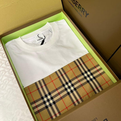 Burberry T-Shirt Without Collar 'White & Beige' - Luxury Casual Elegance