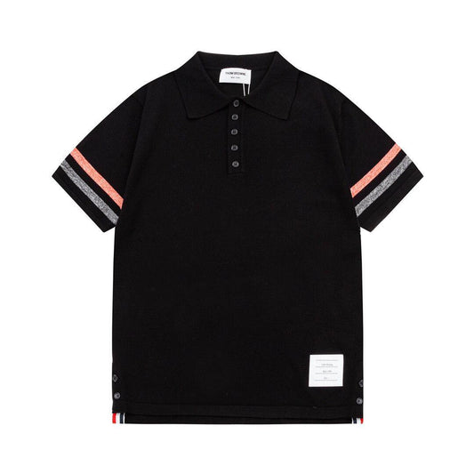Thom Browne Black T-Shirt with Collar