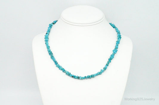 Vintage Native American Shop QT Turquoise Sterling Silver Bead Necklace — photo 2 of 10