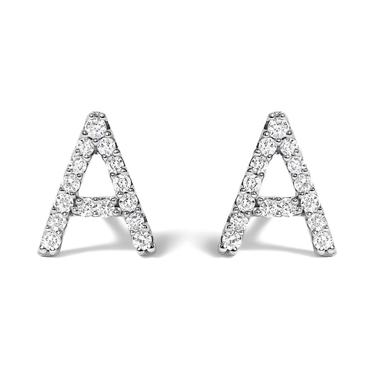 10K White Gold 1/10 Cttw Diamond Initial â€œAâ€ Stud Earring — photo 1 of 10