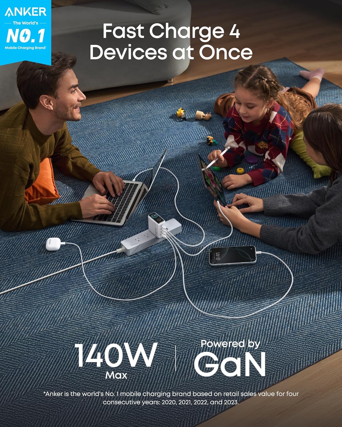 Anker Charger (140W, 4-Port, PD 3.1) with USB-C Cable — photo 8 of 10