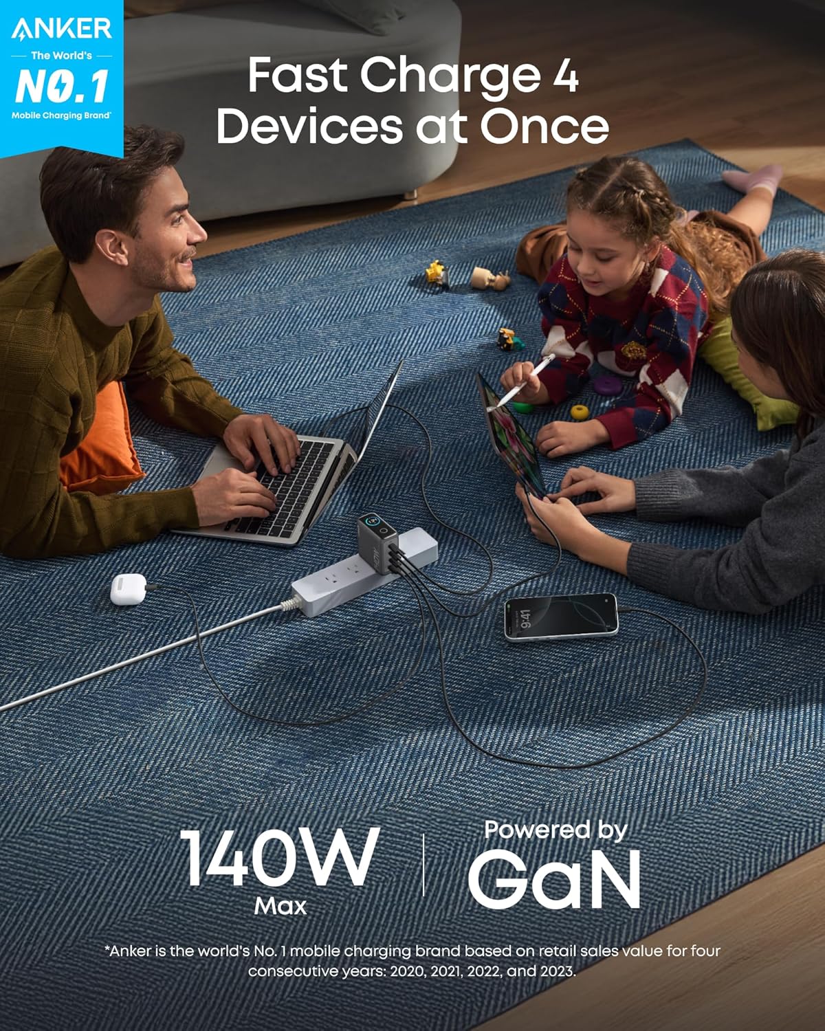 Anker Charger (140W, 4-Port, PD 3.1) with USB-C Cable — photo 2 of 10