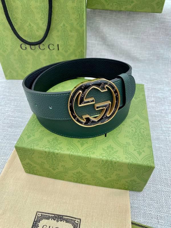GUCCI Embellished coated-canvas and leather belt 'Green'
