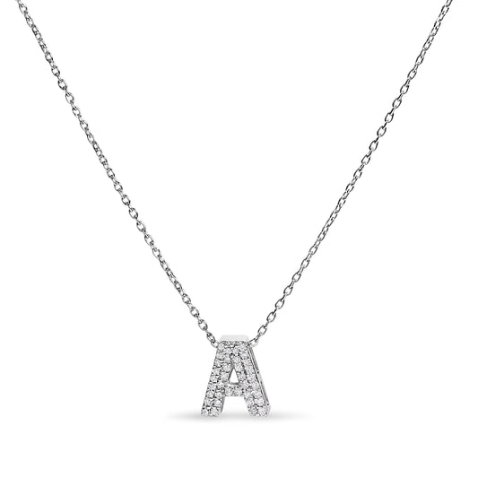 10K White Gold Diamond Accent "A" Initial Bubble Pendant Necklace — photo 1 of 10