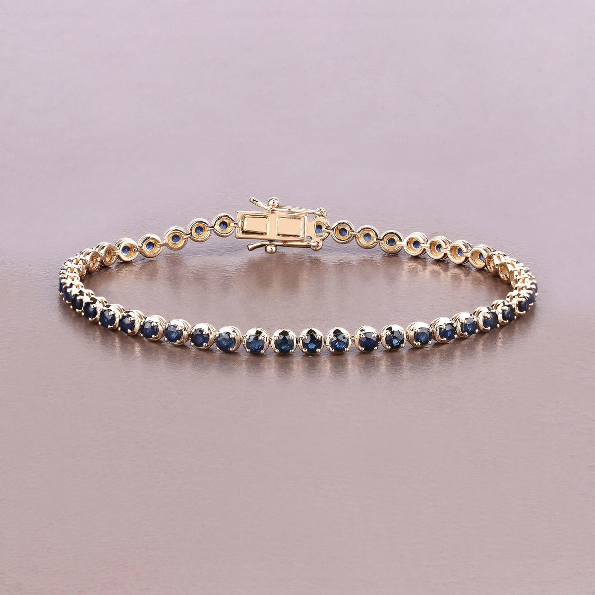3.13 Carat Genuine Blue Sapphire 14K Yellow Gold Bracelet