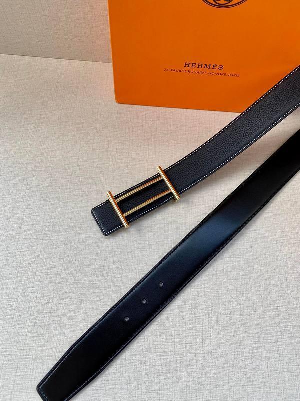Hermes Men Gold Buckle Belt 'Black'