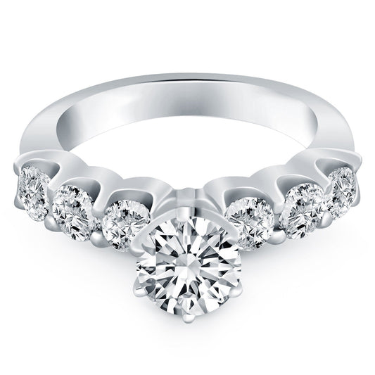 14k White Gold Shared Prong Diamond Engagement Ring — photo 2 of 6
