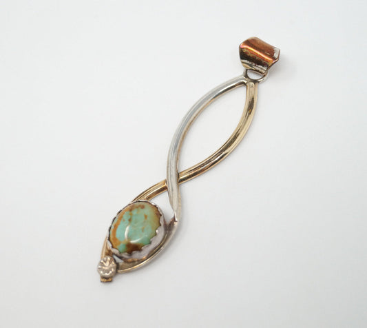 Vintage Native American 12K GF Green Turquoise Sterling Silver Pendant — photo 1 of 10