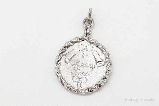 Vintage "Merry Xmas" Etched Bells Sterling Silver Pendant — photo 1 of 7