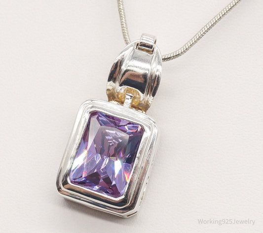 Vintage Large Purple Cubic Zirconia Sterling Silver Necklace — photo 2 of 10