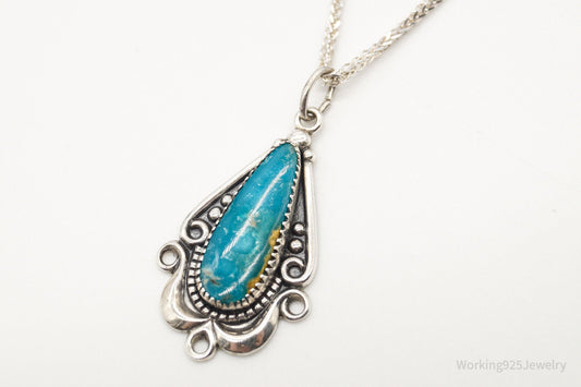 Vintage Native American Bell Trading Post Turquoise Sterling Silver Necklace — photo 1 of 9
