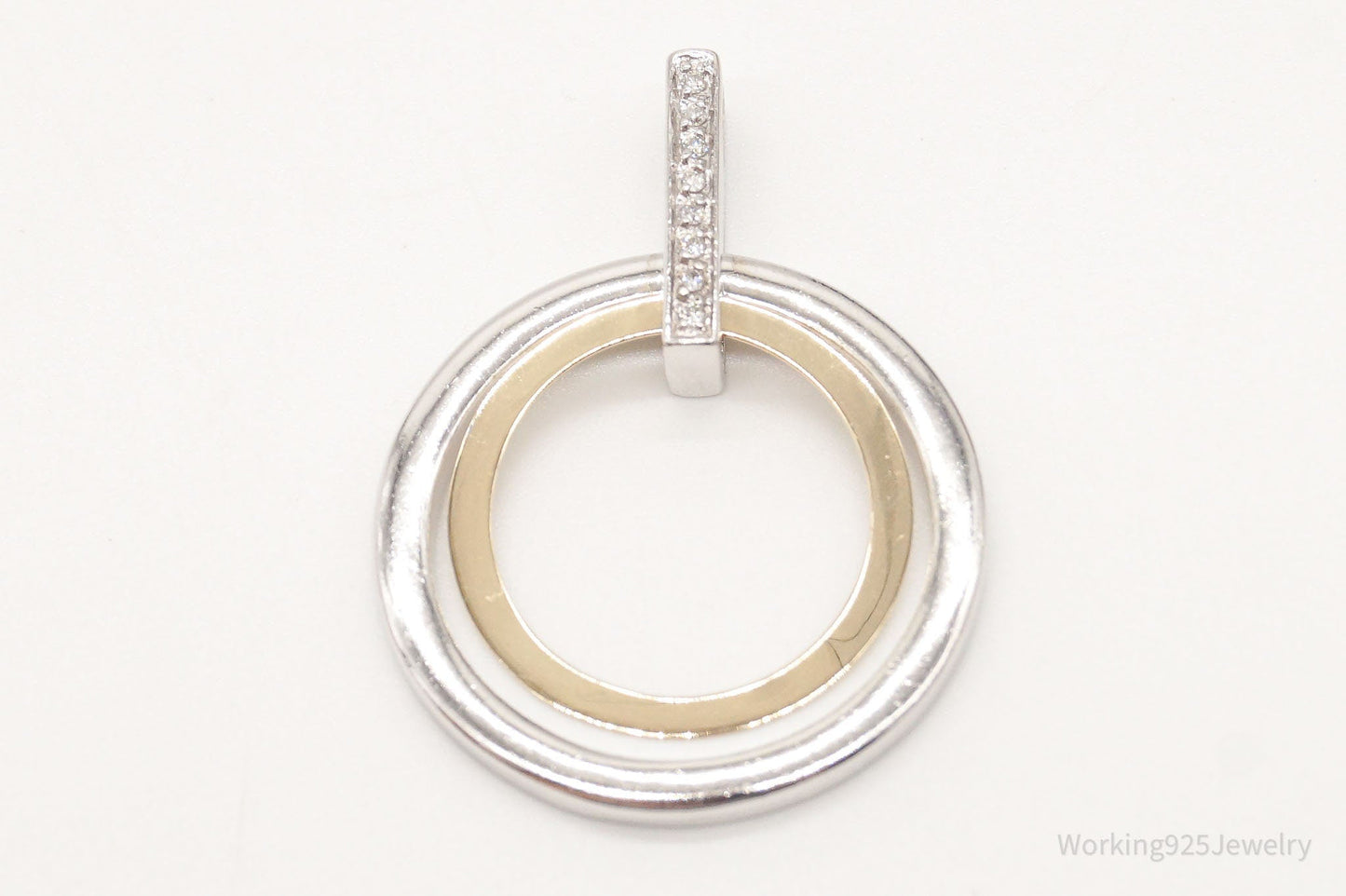 Vintage Designer Alwand Vahan 14K Gold Cubic Zirconia Sterling Silver Pendant