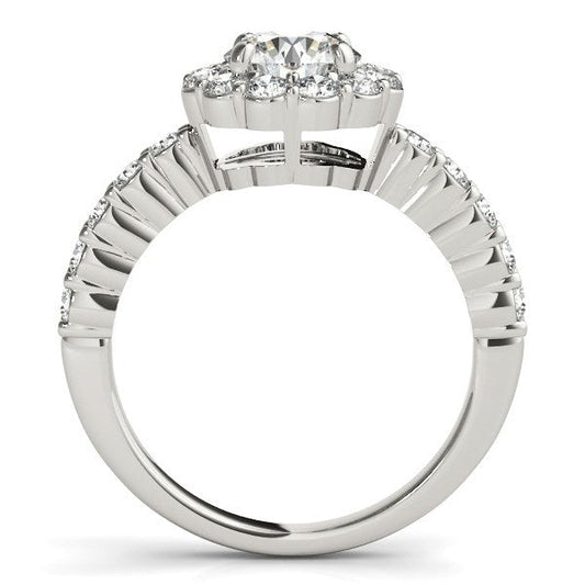 14k White Gold Round Floral Motif Diamond Engagement Ring (1 5/8 cttw) — photo 2 of 4