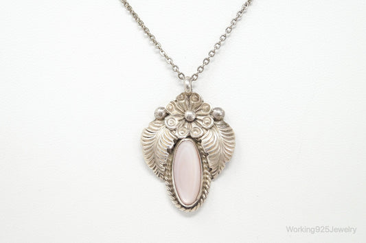 Vintage Native America F. Chee Pink Mother Of Pearl Sterling Silver Necklace — photo 1 of 6