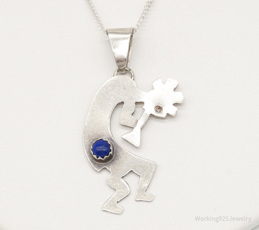 Vintage Native America Lapis Lazuli Dancing Kokopelli Sterling Silver Necklace — photo 1 of 10