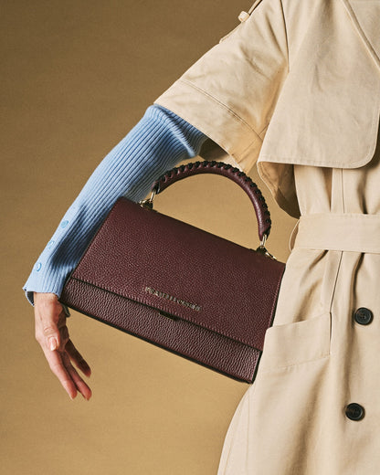 Federica (eggplant) - Italian calf leather women's crossbody bag (with shoulder strap) — photo 8 of 10