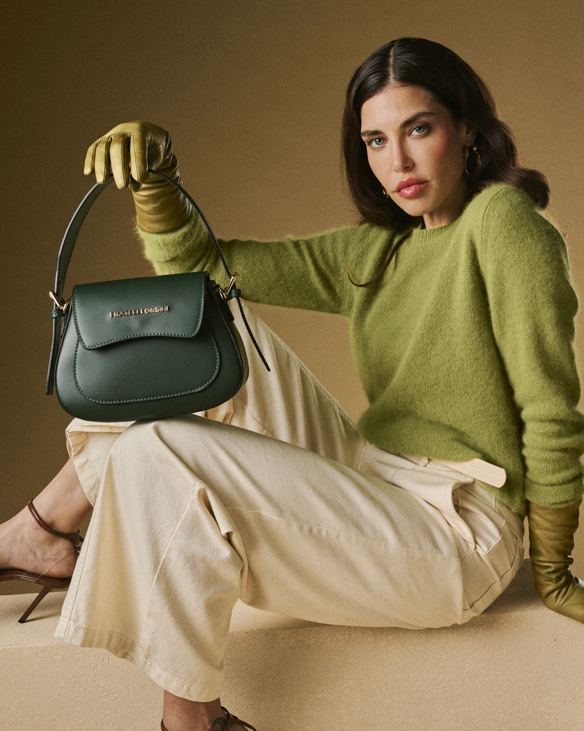Ottavia (green) - Italian calf leather women's crossbody bag (with shoulder strap) — photo 1 of 10