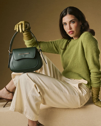 Ottavia (green) - Italian calf leather women's crossbody bag (with shoulder strap) — photo 1 of 10