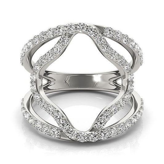 14k White Gold Diamond Flower Style Dual Band Ring (5/8 cttw) — photo 2 of 8