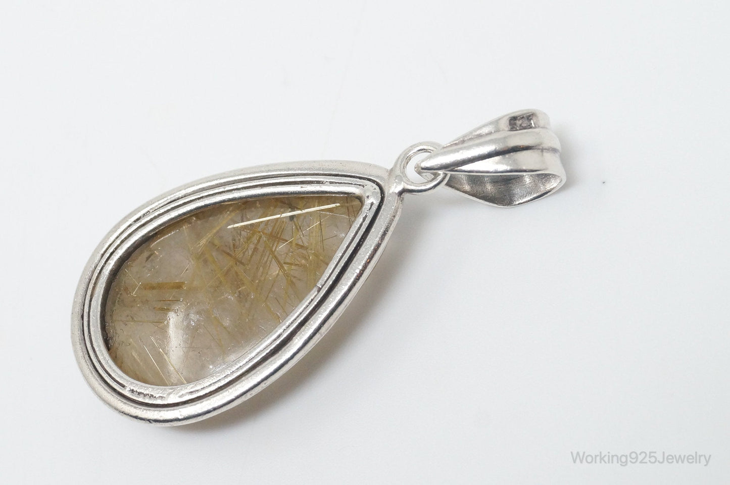 Vintage Rutilated Quartz Sterling Silver Southwestern Necklace Pendant