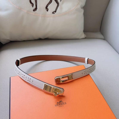 Hermes Men Gold Buckle Belt 'White'