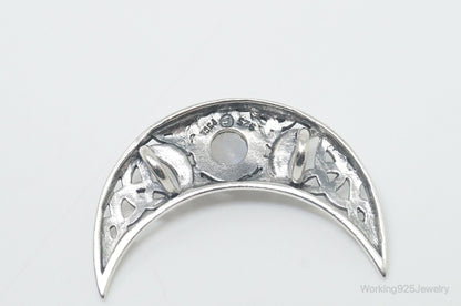 Vintage Designer Moonstone Celtic Sterling Silver Necklace Pendant
