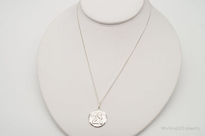 Vintage Angel Cherub Sterling Silver Necklace