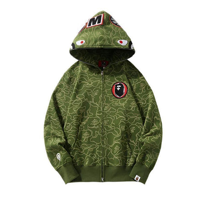 BAPE Line Camo Shark Full Zip Hoodie A Bathing Ape 'Green'
